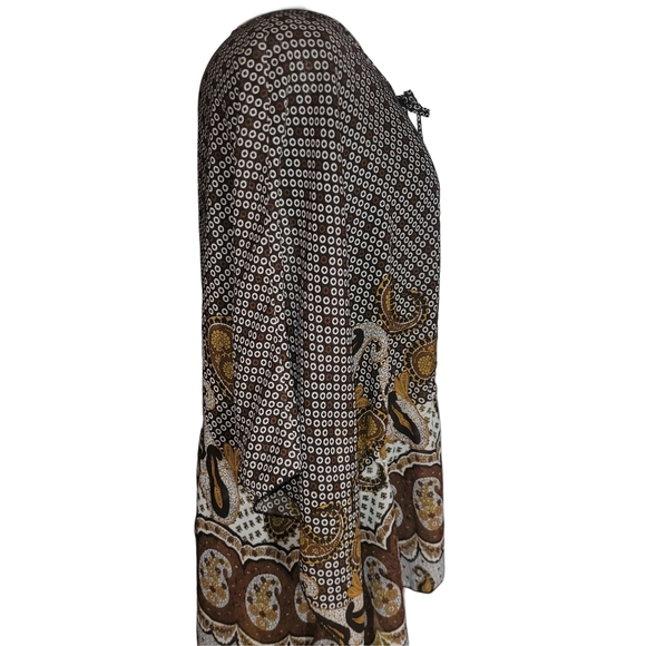 MXM Brown and White Paisley Print Poncho Style Top 1X - Picture 3 of 6